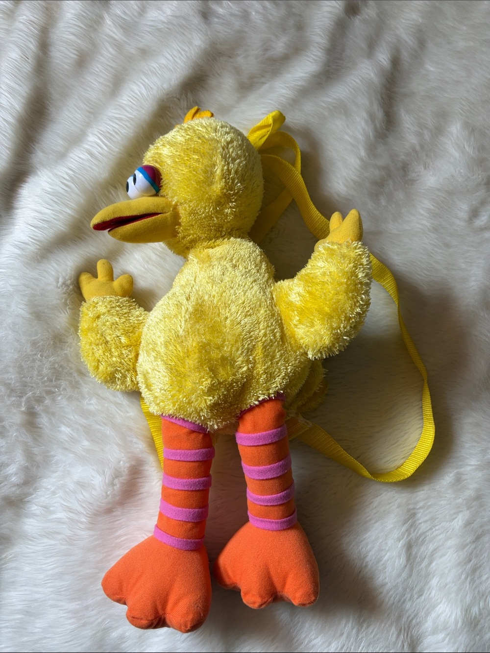 Sesame Street Big Bird Plush Backpack in Yellow with Orange & Pink Accents